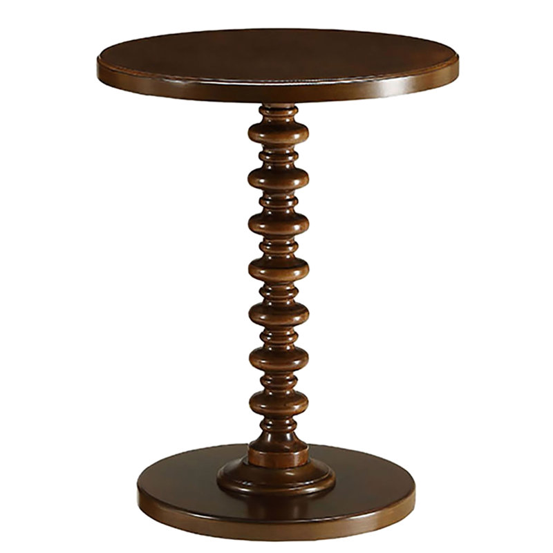 Table pour petits espaces en bois avec piédestal, H 22,89 po x L 17,22 po x l 17,7 po, Noyer
