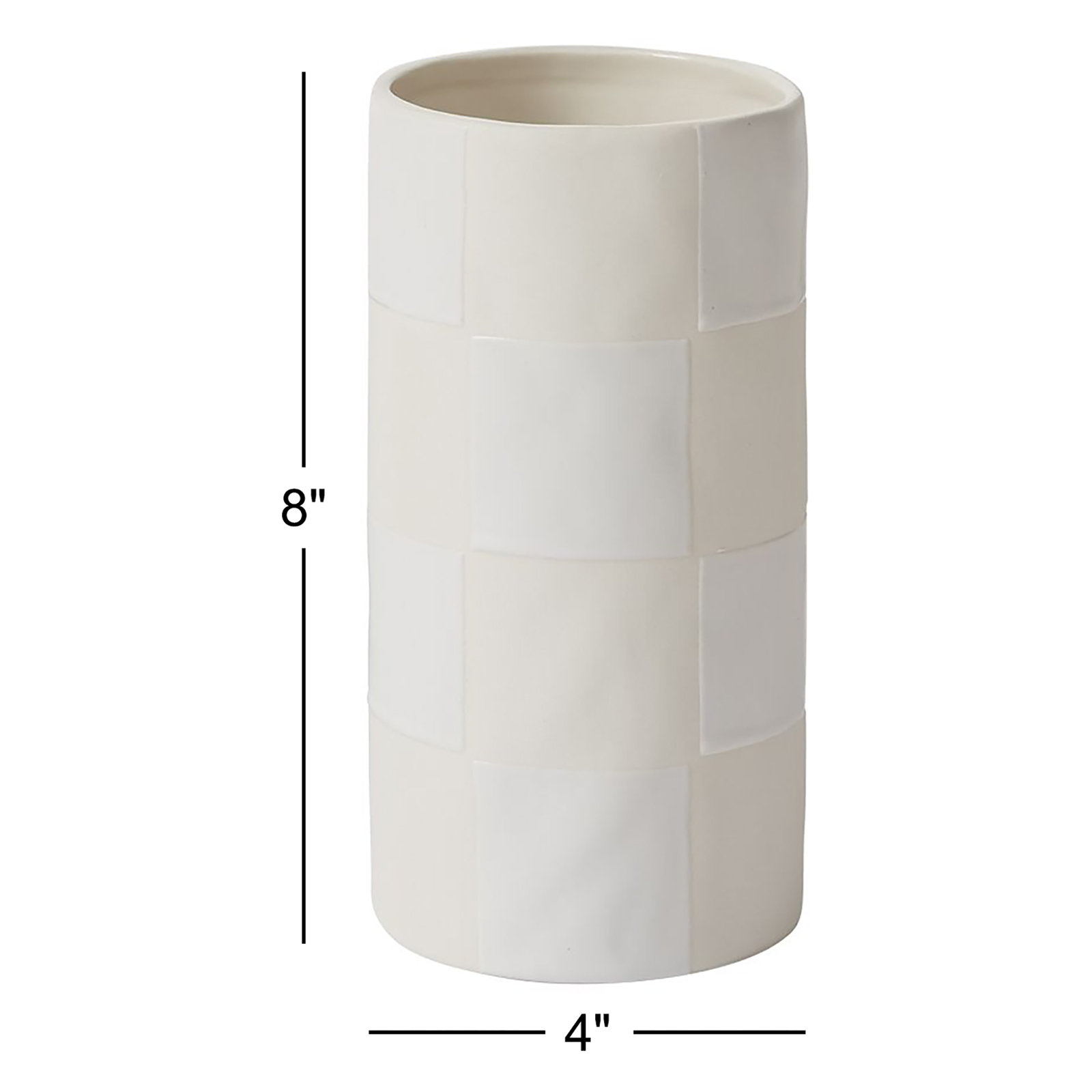Cleveland Handmade Ceramic Table Vase, Off-White, 8" H x 4" W x 4" D