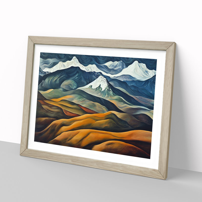 Iconic Mountain Landscape - Single Picture Frame Painting, 25cm H x 34cm W x 2cm D, Oak