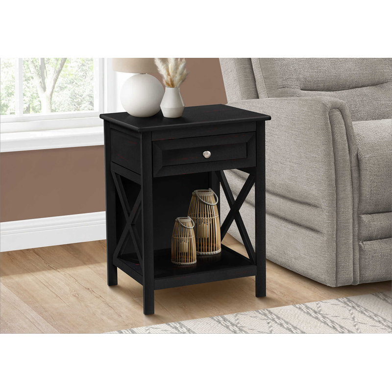 Table d'appoint, table de bout, table d'appoint, 2 niveaux, chambre à coucher, table de chevet, tiroir de rangement, Noir