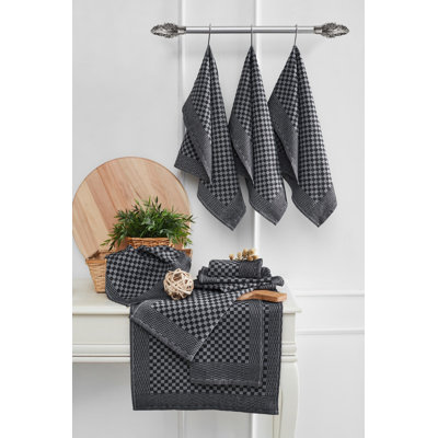 Ensemble de serviettes de cuisine de qualité supérieure Dilesh (10 pièces), couleur anthracite | 80% coton / 20% polyester, 7,9 po x 11,8 po chacun | Lavable à la machine, repassable, doux et durable | Parfait pour un usage quotidien et un élégant décor de cuisine