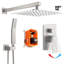 Pomme de douche à pluie haute pression 12 pouces avec bras d'extension, double pomme de douche à main réglable 1,8 GPM-107135311