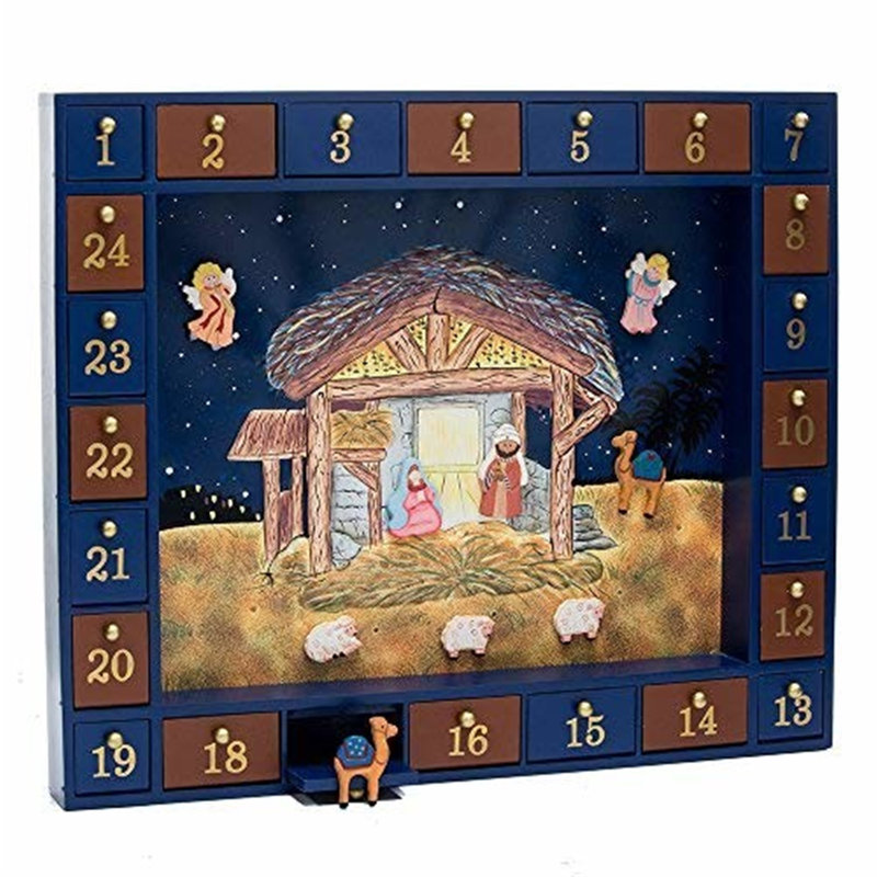 Kurt Adler 16.75-Inch Nativity Advent Calendar, 25 Pieces