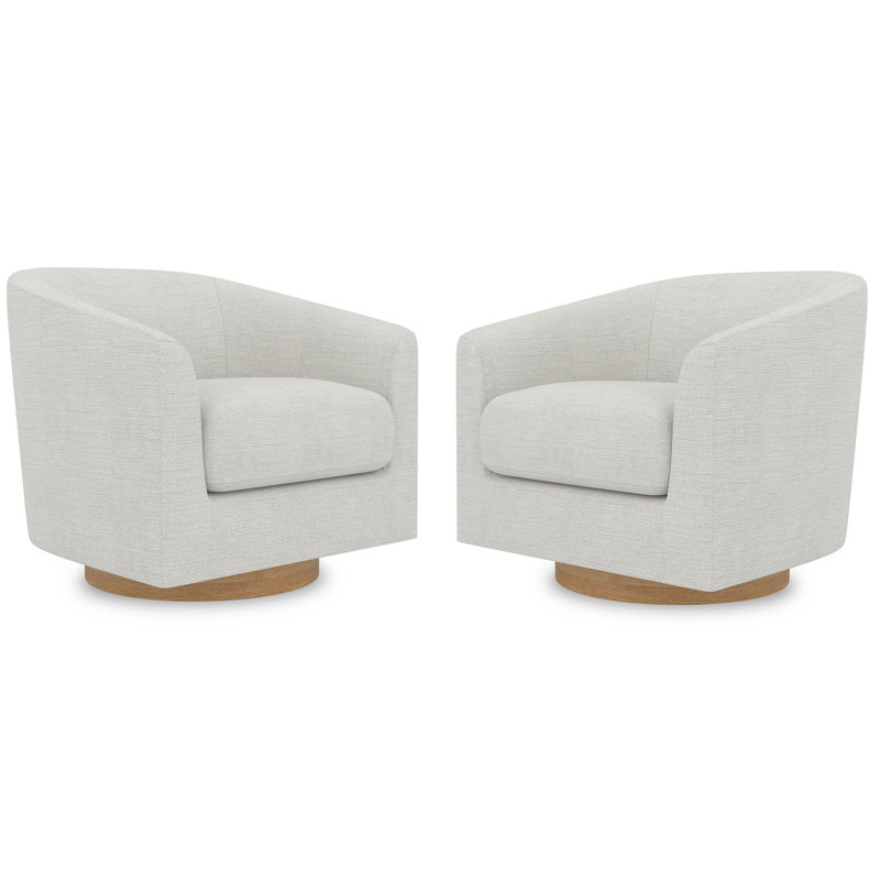 Fauteuil demi-tonneau pivotant Kanise, Lin ivoire
