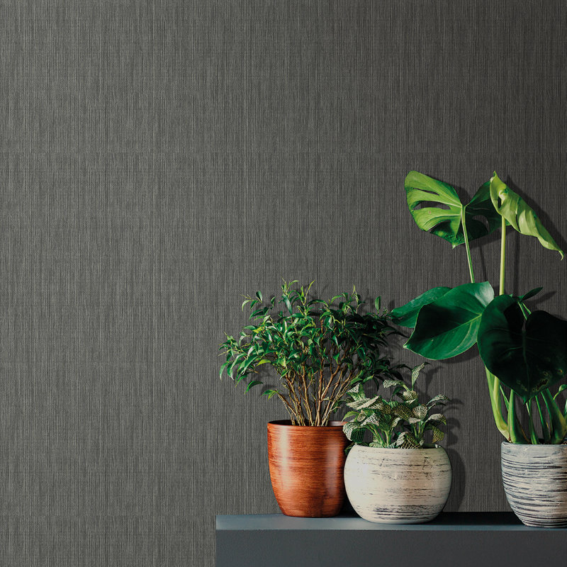Papier peint Rafia Grasscloth, Noir