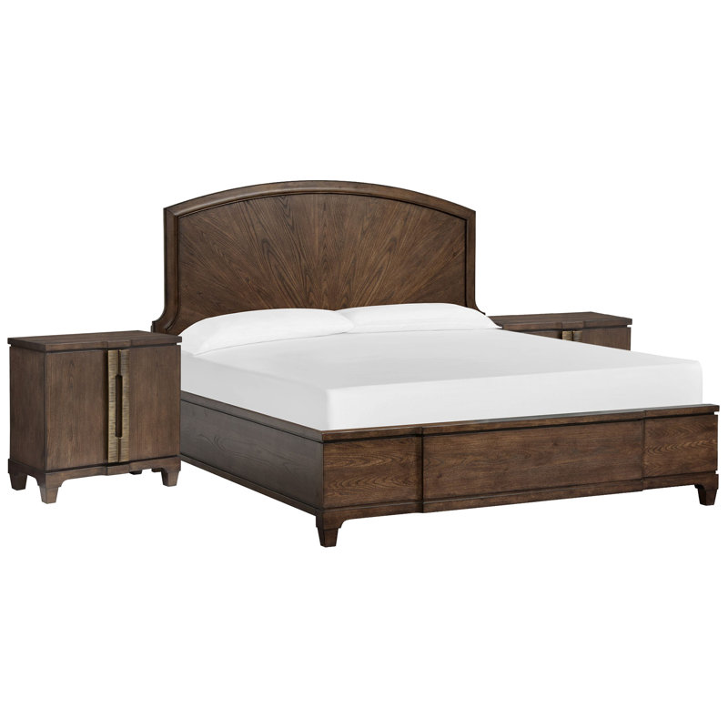 Grand lit à panneau Galbraith avec 2 commodes, Trois pièces : lit, 2 tables de chevet, Grand