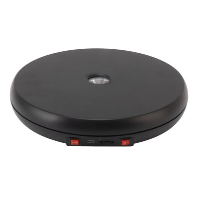 Table tournante électrique avec lumière DEL 25 cm, silencieux, capacité de charge de 20 kg, plateau tournant pour bijoux, noir