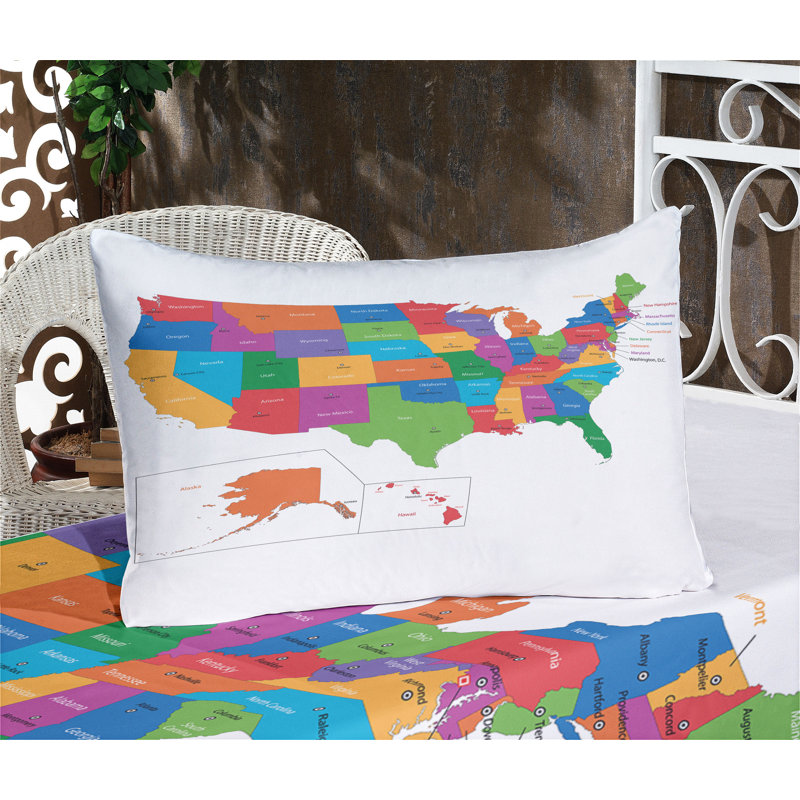 Ambesonne Colourful Fitted Sheet & Pillow Sham Multicolor, King Sheet Set + 5 Additional Pieces