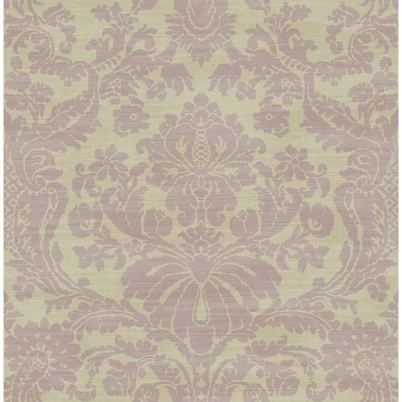 Papier peint damassé non marbré Seabrook Designs Caramel & Maroon Magdalena, Lavande