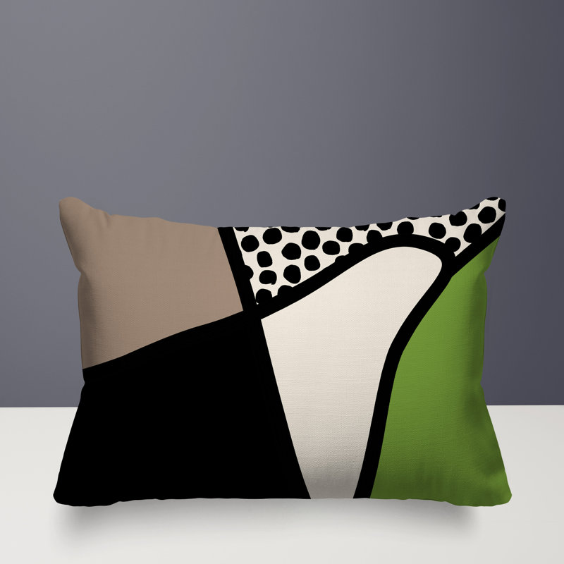 Coussin lombaire réversible intérieur / extérieur Jai Abstract, H 18 po x l 25 po, Chartreuse