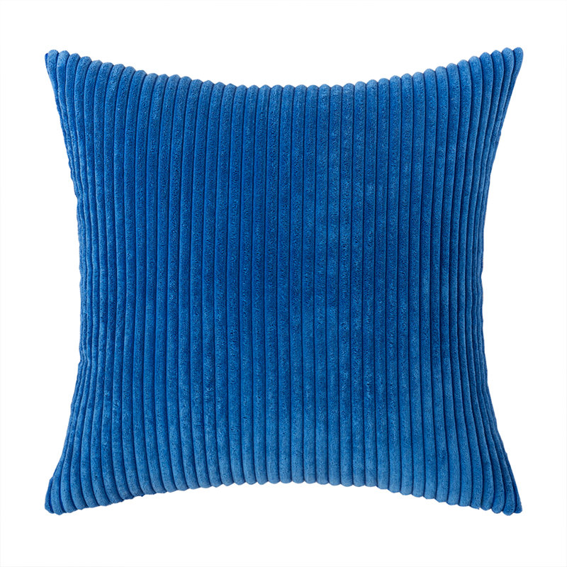 Striped Cotton Blend Reversible Throw Pillow, 18" x 18", Royal Blue