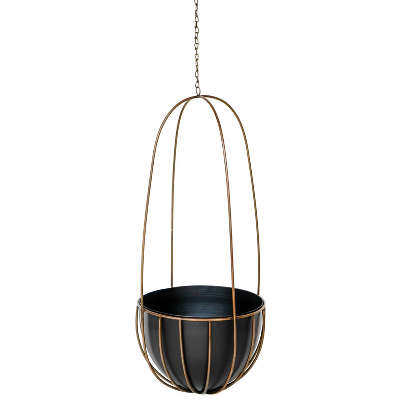 Metal Hanging Planter, Brass