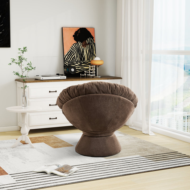 Fauteuil d'appoint pivotant rembourré, Chenille brun