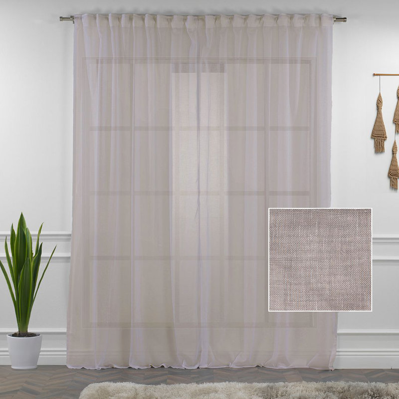 Lin simple extra long et très large sur mesure, Beige foncé, L 100 po x L 95 po