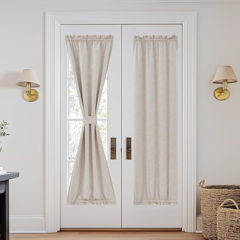Door Curtains, 100% Blackout Door Window Cover for French Front Glass Window, Elegant Privacy Light Control Curtains for Kitchen, 1 Panel