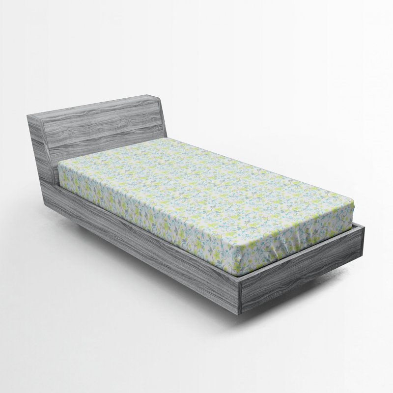 Twin White Floral Microfiber Fitted Bed Sheet