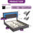 LED Adjustable Velvet Upholstered Headboard Bed Frame With 4 Storage Drawers And USB Ports-430934400-409645851