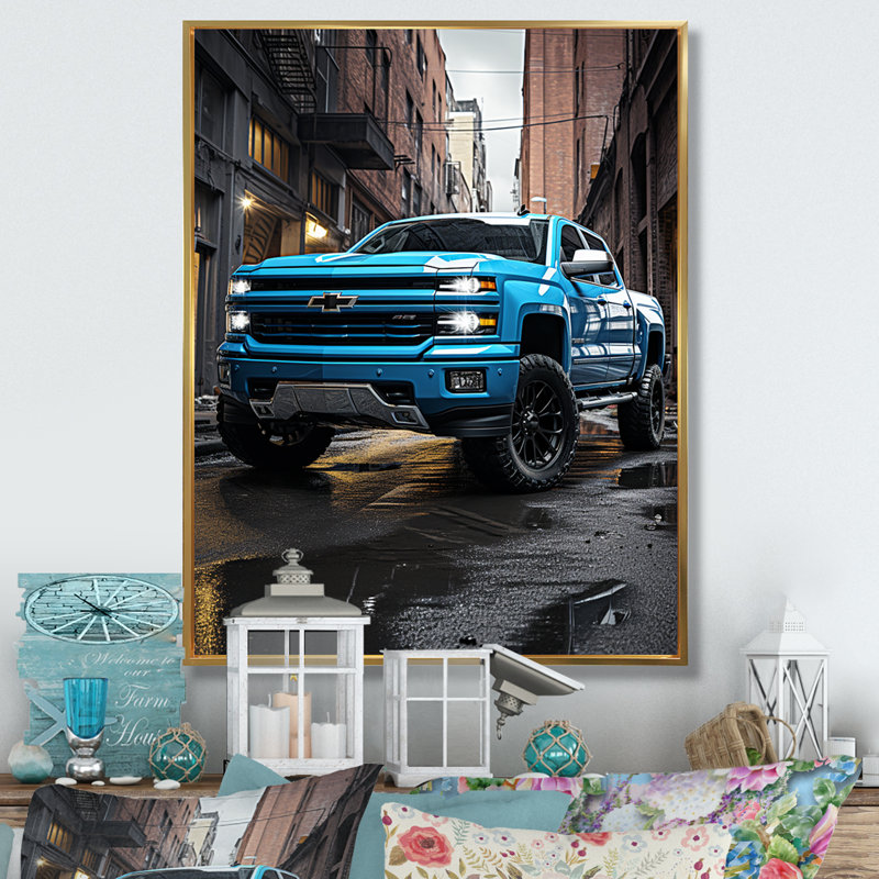 Camionnette sarcelle Kewdale Urban Explorers, H 40 po x l 30 po x P 1,5 po, Cadre flottant doré