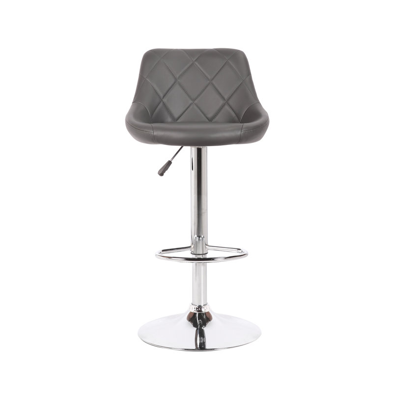 Swivel Upholstered Adjustable Height Counter Stool with Metal Frame, Grey