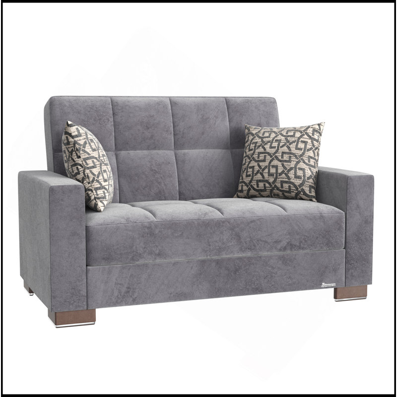 Causeuse convertible rembourrée avec rangement, microfibre grise, Microfibre grise