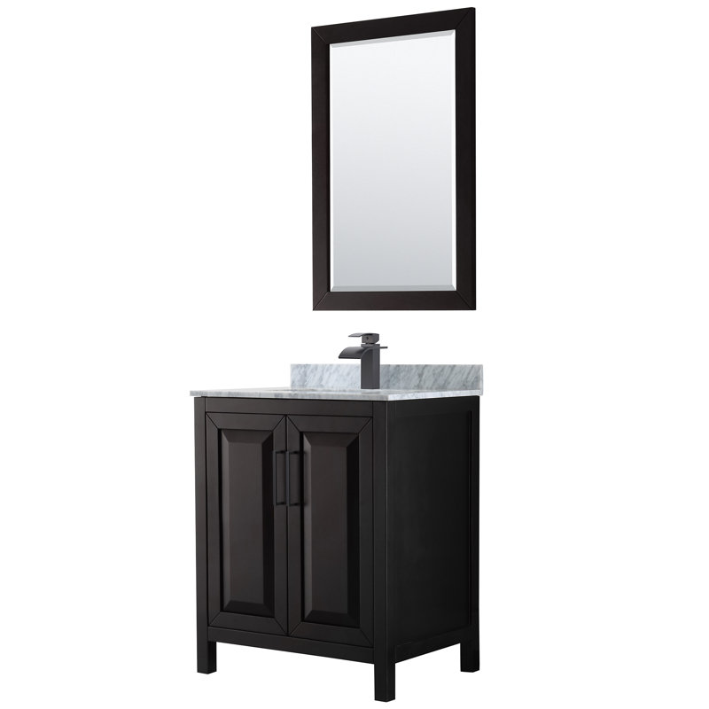Daria 30'' W Single Vanity, Dark Espresso, Polished Chrome, Carrara Cultured Marble