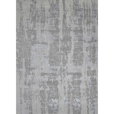Tapis ivoire et argent noué à la main de haute qualité
