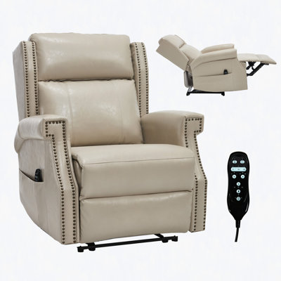 Fauteuil inclinable manuel en similicuir pour le salon avec mécanisme de mouvement robuste, 8 nœuds vibrants et 3 modes de massage.