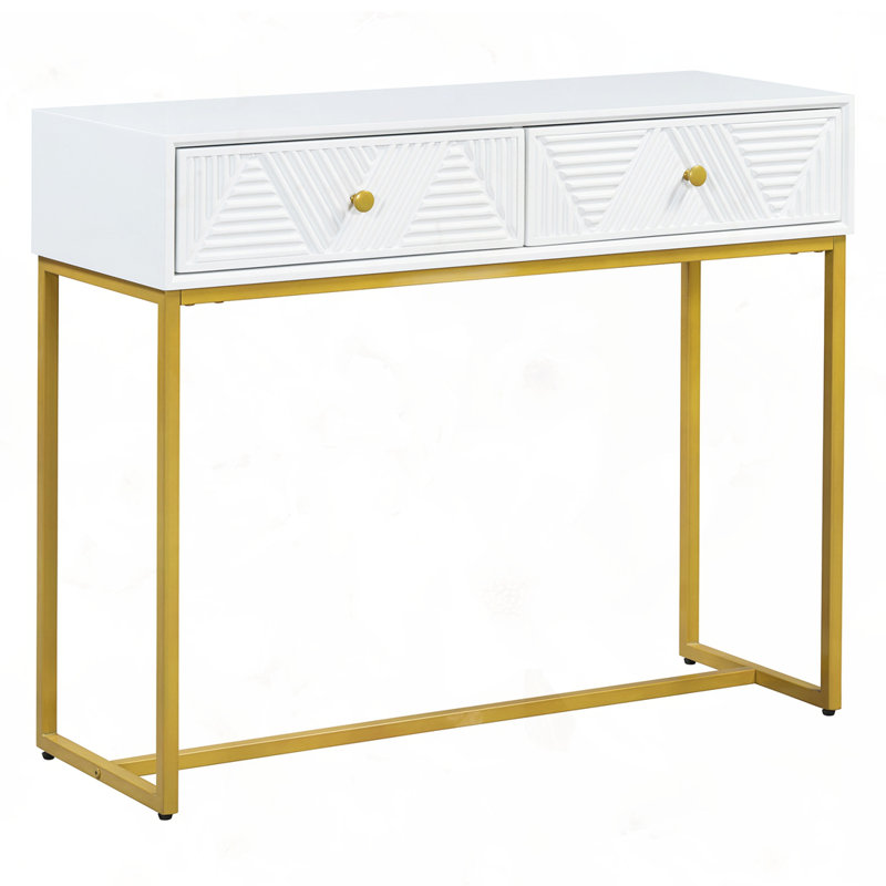 Console Table Two Drawers, White