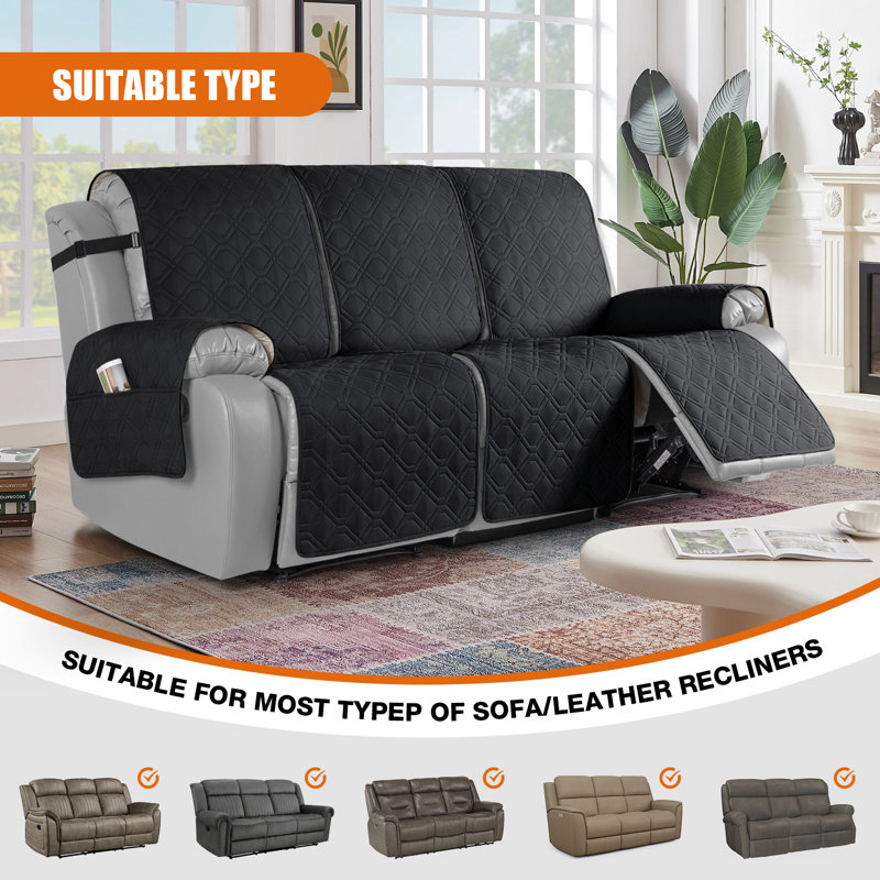 Housse pour canapé inclinable et imperméable Wildee 3 places, Mélange de polyester noir