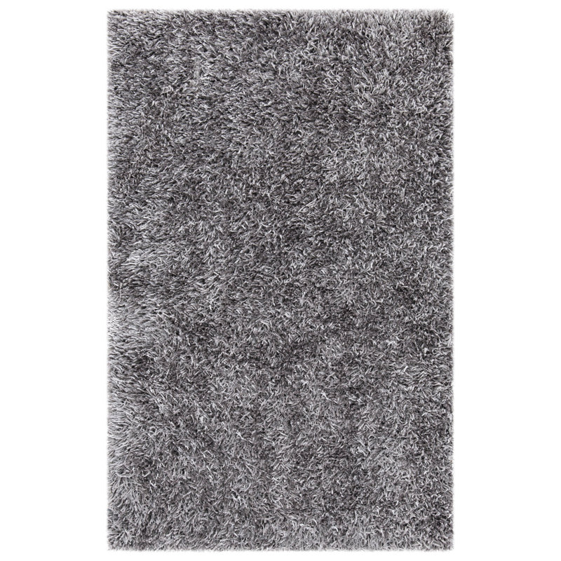 Tapis gris touffeté et fabriqué à la main Chamira, Rectangle 8 pi x 10 pi