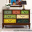Armoire d'appoint de rangement en bois massif à 7 tiroirs en noyer foncé foncé-739164393