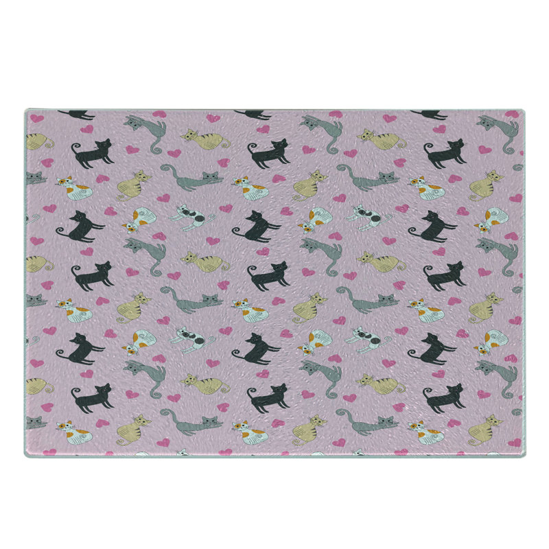Multicolore planche à découper en verre trempé Ambesonne Kitty