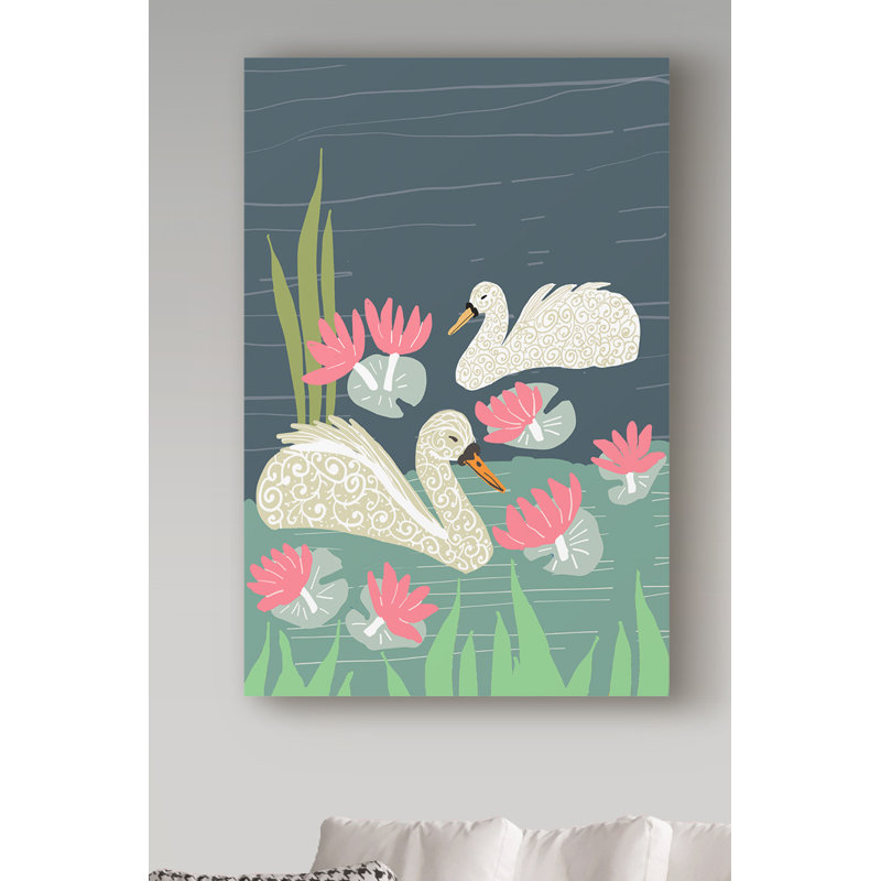 « lily pad swan », art sur toile, H 47 po x l 30 po x P 2 po