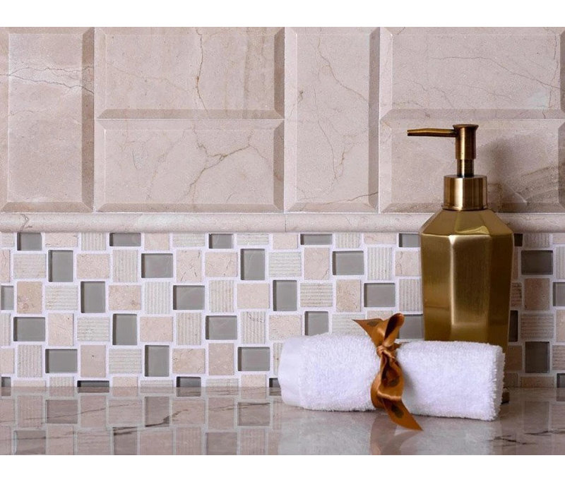 0.8 x 1 Basketweave Mosaic Tile, Beige