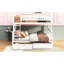 Lit superposé convertible simple au-dessus d'un lit double avec tiroirs en blanc, base en bois de pin, conception, coffre-fort, tiroirs blancs, base solide, garde-corps de protection, facile à utiliser-618665714-618665725