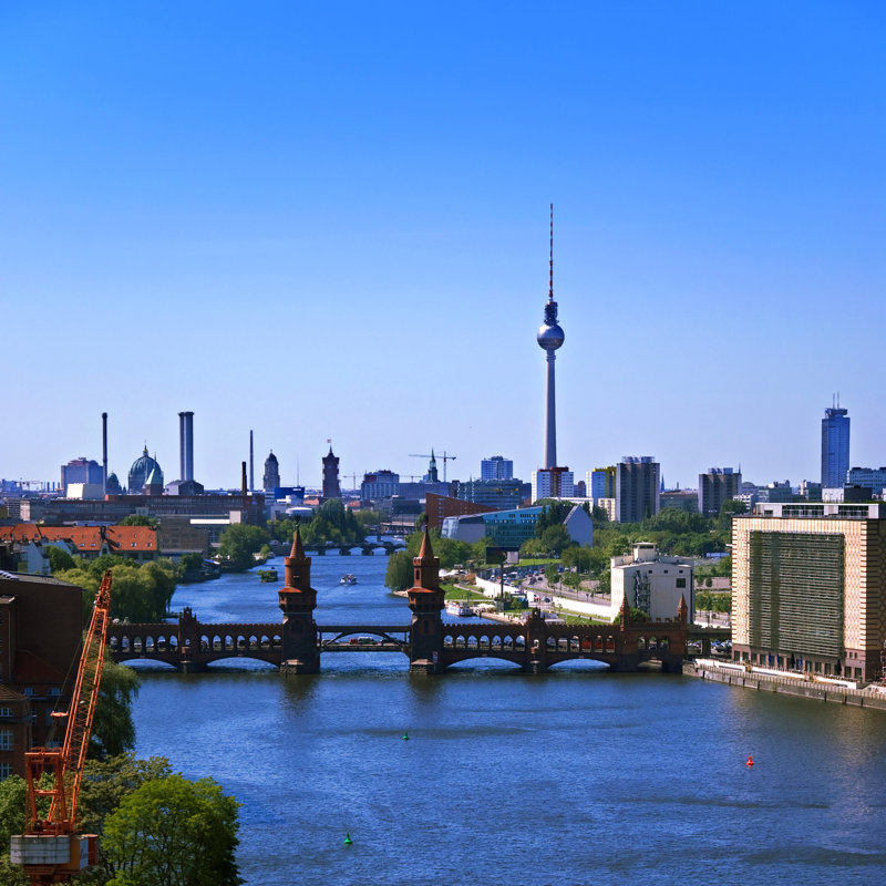 Antonioni Berlin Skyline - Wrapped Canvas Print, 30cm H x 30cm W 3.8cm D