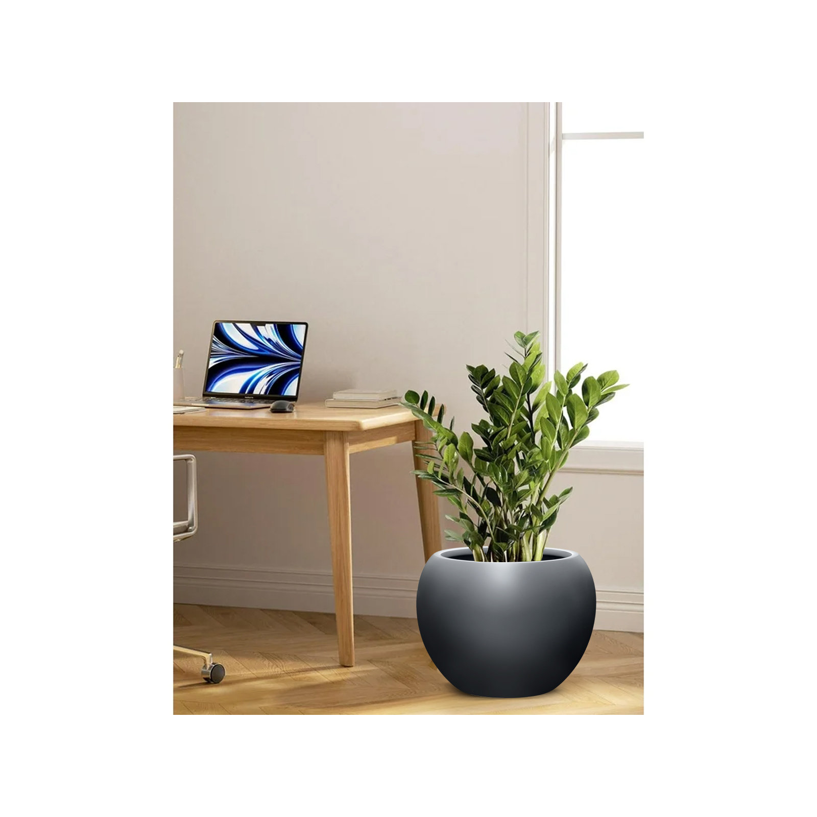 Dorlis Fiberstone Pot Planter, 13.5" H x 17" W x 17" D, Charcoal
