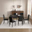 Ensemble 7 pièces de table de salle à manger rectangulaire moderne pour 6 personnes avec plateau en faux marbre et chaises rembourrées en velours confortable de 51 po-1740158376