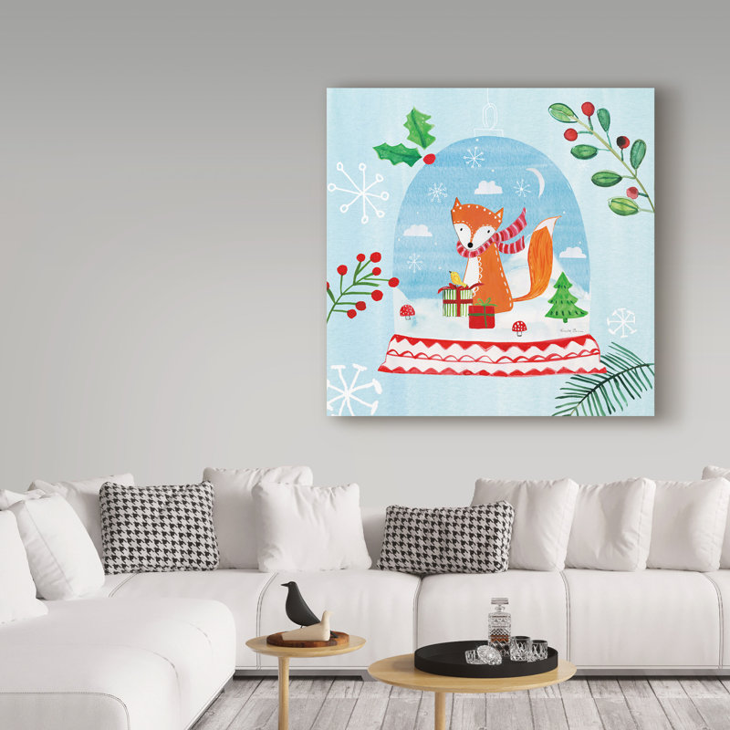 « snow globe animaux iii », art sur toile, H 18 po x l 18 po x P 2 po