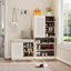 Armoire à chaussures multifonctionnelle avec banc et compartiment de rangement 7 + 3, planche à couches réglable, banc à chaussures avec coussin pour l'entrée, étagère à chaussures autoportante pour l'entrée, vestibule, couloir, blanc