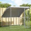  Dog Kennel With Storage Silver Galvanised Steel Outdoor Housing Shelter