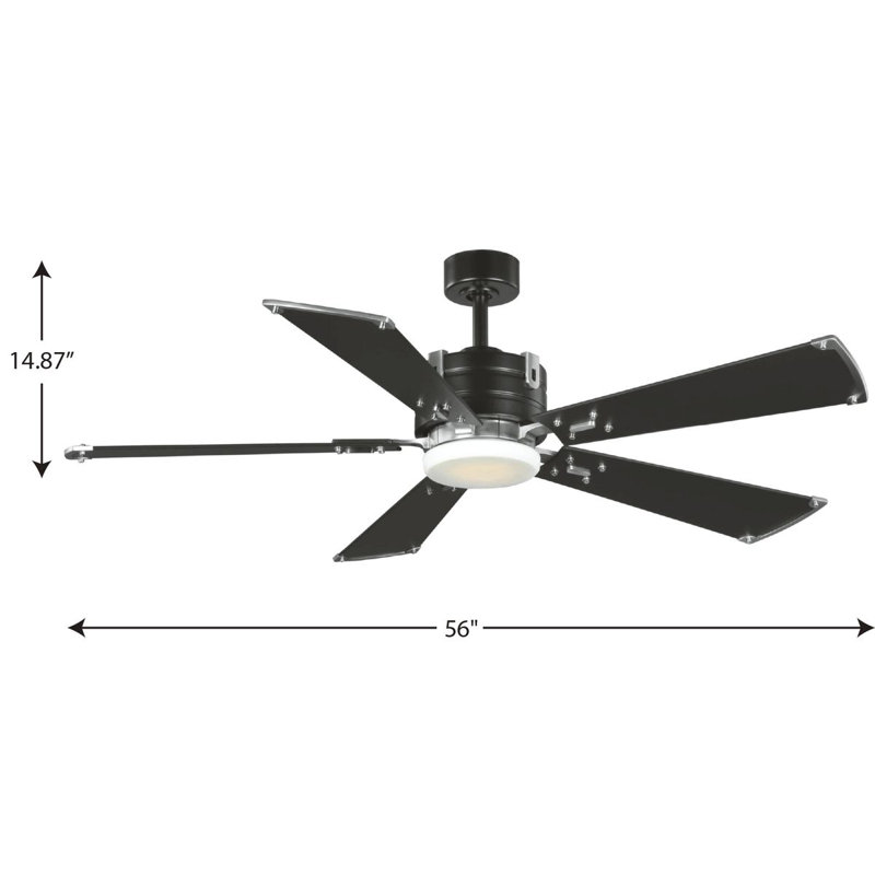 Ventilateur de plafond à DEL à 5 pales standard 56 po avec télécommande et ensemble d'éclairage inclus, Noir