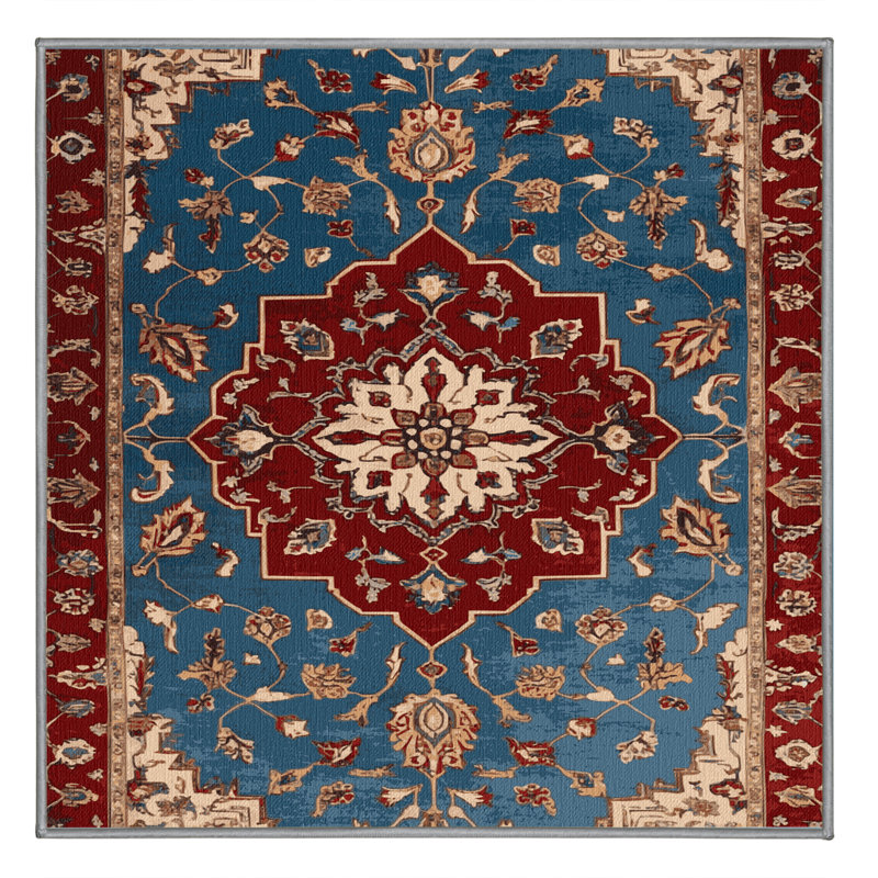 Machine Washable Persian Gray Area Rug, Square 5'