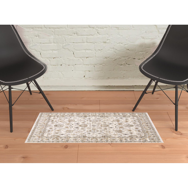 Tapis oriental ivoire / gris Atherine, Rectangle 2 pi x 3 pi
