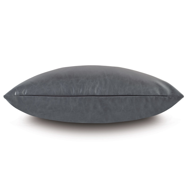 Nevin Faux Leather Reversible Throw Pillow, Dark Gray, 15"H x 26"W