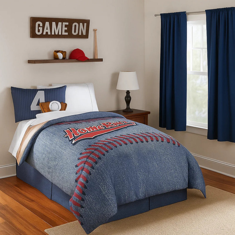 Ensemble d'édredon en microfibre bleu, Édredon double et 5 pièces supplémentaires
