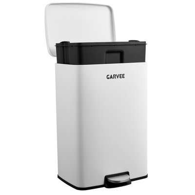 13 Gallon 50L Large Stainless Steel Step Trash Can, Quiet Soft-Close Garbage Bin with Removable Inner Bucket for Kitchen, Living Room, Office & Garage