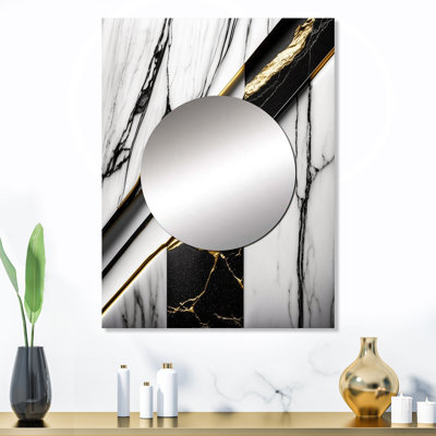 Niah Abstract Geode Geometric Marble Grey I - Marble Wall Mirror, Modern Decorative Mirror, Printed Metal Art