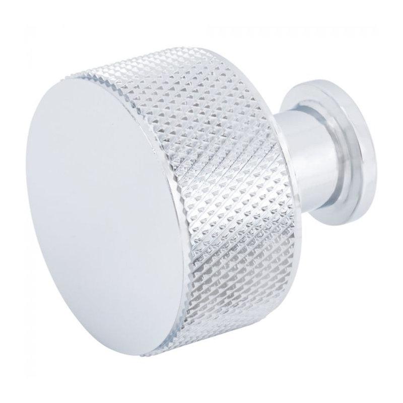 Beliza 1 1/8" Diameter Cylindrical Knurled Knob, Polished Chrome