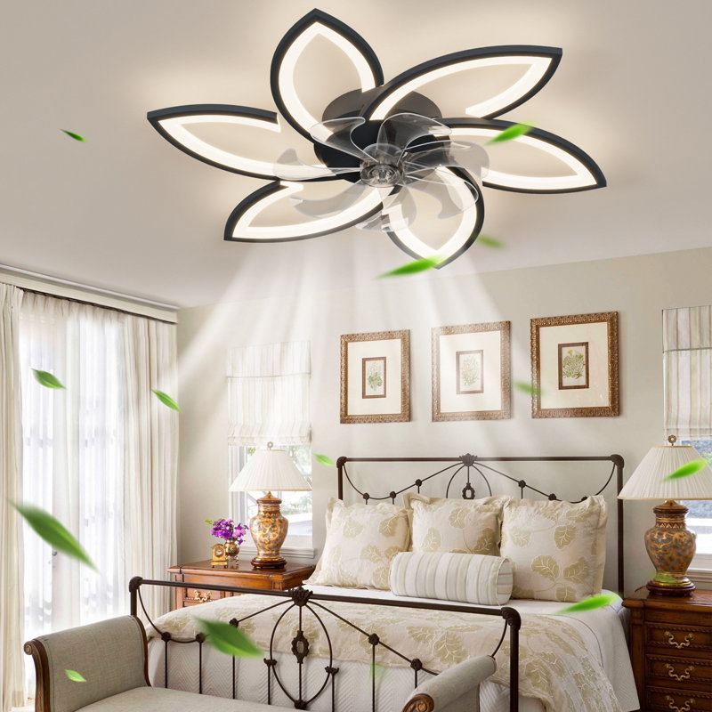 Ventilateur de plafond moderne 30,7 po avec lumières, télécommande 3 températures de couleur, ventilateur à 6 vitesses